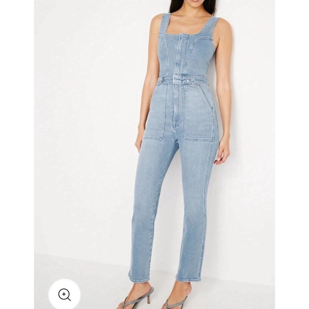 NWT Good American Sleeveless Fit For Success Jumpsuit Denim Size 3 (M) *FLAW - Picture 2 of 16